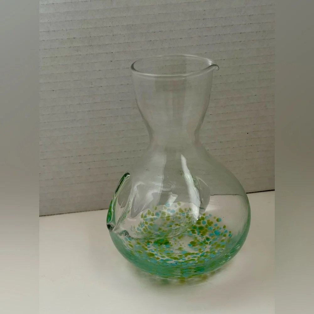 Handblown glass sake decanter with an ice pocket, also known as a tokuri.
